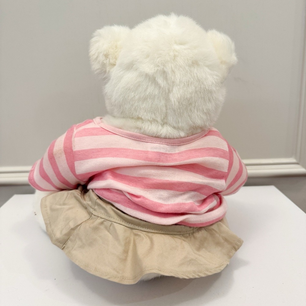 Vintage Build A Bear White Teddy Bear Plush Pink Nose Outfit Skirt BABW - Picture 4 of 7